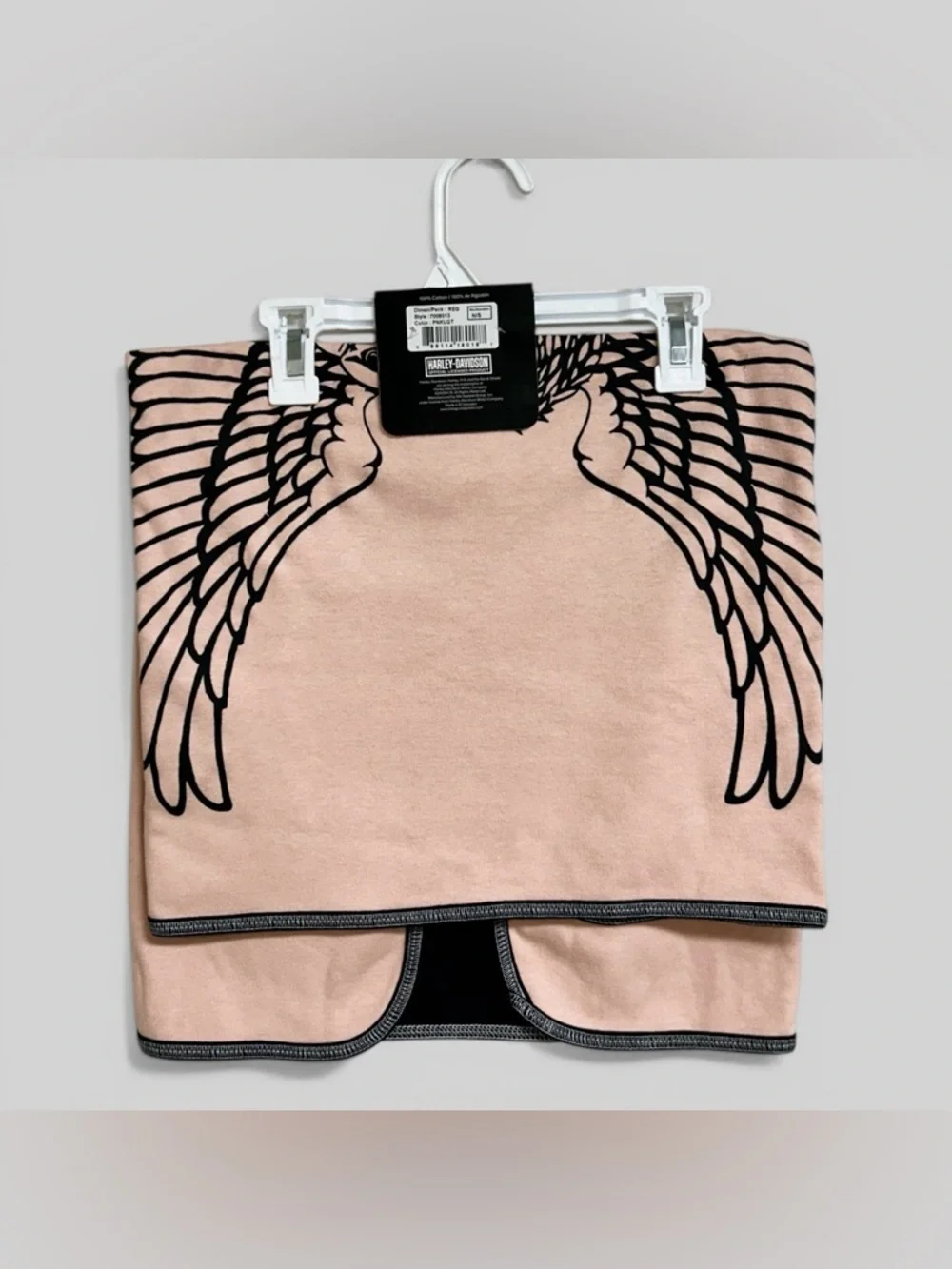 Harley-Davidson Baby Girls' Up-Winged Eagle Receiving Blanket, Dusty Pink/Black